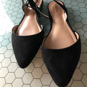 Black flats with ankle strap